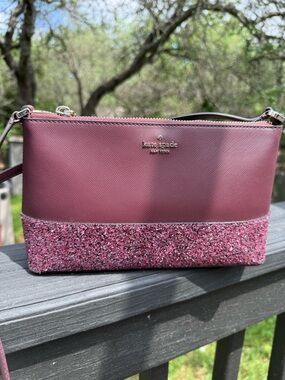Kate Spade Pink / Maroon Glitter Crossbody Bag